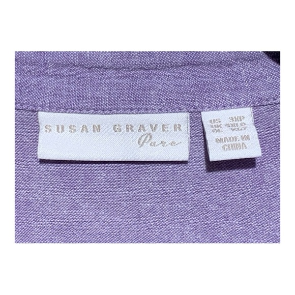 Susan Graver Linen Blend Button-Up Shirt Sz 3XP - Picture 3 of 3